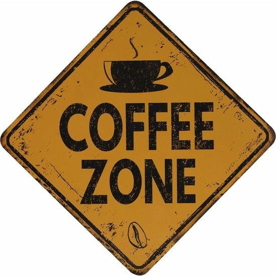 Muurdecoratie - Verkeersbord. Koffiehoek- Coffee Zone- 30x30cm - Wandbord